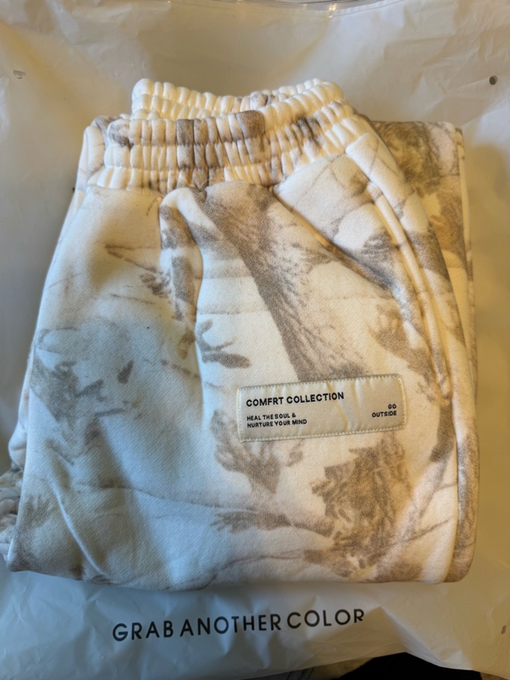 Comfrt Kids Oversized Camo Sweatpants in the "White Oak" XL